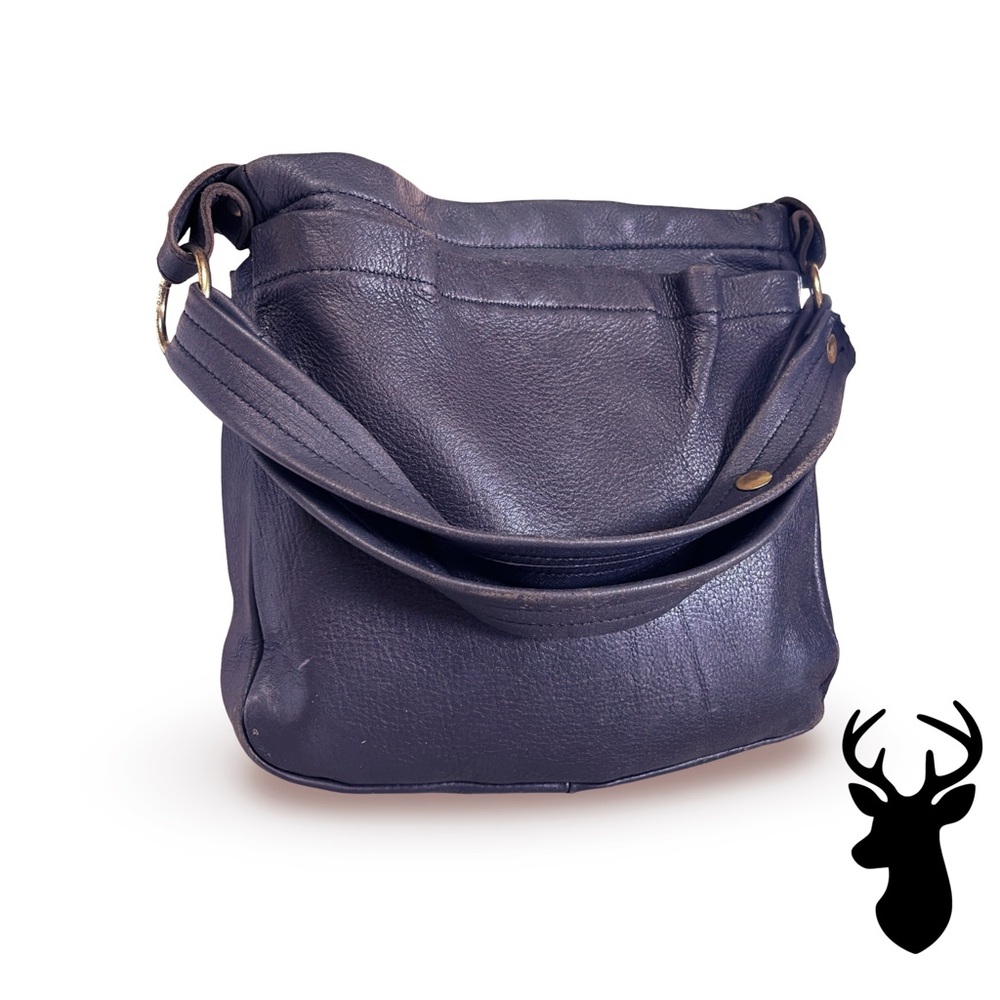 Dark Brown Deer Wear Soft Deerskin Leather Vintage Shoulder Bag made in USA